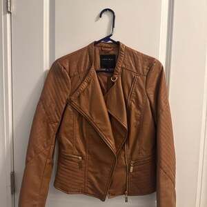 Cavalini Brown Faux Leather Moto Biker Jacket